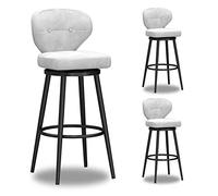 Swivel Bar Stools Set of 3, Velvet Counter Height Bar Stools, Modern Bar Stools with Back and Footrest, Armless Dining Chairs for Kitchen Island