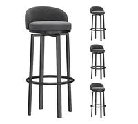 Swivel Bar Stools Set of 4 for Kitchen, Counter Height Bar Chairs with Back Tall Barstools Velvet Kitchen Island Stools with Black Metal Legs, Seat Height 75cm,White (Grey 75cm)