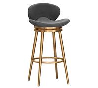 Swivel Bar Stools, Velvet Counter Height Barstools with Back, Upholstered Bar Chair for Kitchen Island, Metal Chairs (Grey,75cm(29.5 in) 1Pcs)