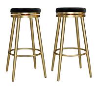 Swivel Bar Stools, Velvet Upholstered Kitchen Island Chairs, Metal Frame Pub Stools, 350 lbs Capacity with Footrest, 25.6 inches Height (Black, Set of 2)