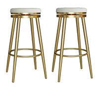 Swivel Bar Stools with Metal Frame, 350 LBS Velvet Upholstered Kitchen Island Seats, Pub Stools with Footrest, Modern Design, White, 29.6 Inch Height