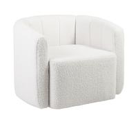 Swivel Barrel Chair Sherpa Accent Chair With Pumpkin Shaped Armrests Gymax White One Size