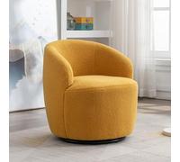 Swivel Barrel Chair, Teddy Sherpa Upholstered Modern Round Accent Arm Chairs, 360 Degree Swivel Small Single Sofa Armchair for Nursery Living Room Bedroom