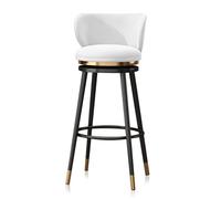 Swivel Barstool Set - Upholstered Velvet Counter Stool with Back Metal Legs Adjustable Height for Kitchen & Dining - Stylish Home Seating (White 29.5")