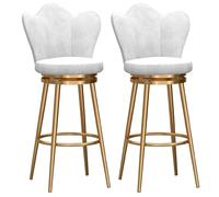 Swivel Barstools for Kitchen Island2PCS Counter Height Upholstered Pub Chairs with Backs Elegant Gold Legs Ideal for Home Dining and Breakfast Nook (65CM)