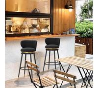 Swivel Barstools Set of 2 Upholstered Counter Stools with Back Slish Kitchen High Chairs with Metal Legs 65cm (25.6") Black for Home Dining