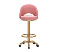 Swivel Barstools - Velvet Kitchen Island Stools with Back and Footrest, Adjustable Height for Kitchen and Dining Room, Comfortable Seating