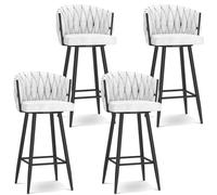 Swivel Barstools with Steel Legs and Footrest, Upholstered Kitchen Chairs for Bar Height Comfort
