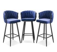 Swivel Barstools with Steel Legs and Footrest, Upholstered Kitchen Chairs for Bar Height Comfort