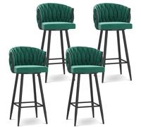 Swivel Barstools with Steel Legs and Footrest, Upholstered Kitchen Chairs for Bar Height Comfort