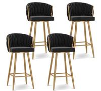 Swivel Barstools with Steel Legs and Footrest, Upholstered Kitchen Chairs, Set of 1/2/3/4, 25.6/29.5 Inch Seat Height