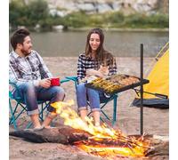 Swivel Campfire Grill 16.7x12.6 Inch, Heavy Duty Steel Grate with Bakelite Handle, Portable Over Fire Camp Grill with Carry Bag, Campfire Cooking Equipment for Outdoor Open Flame Cooking