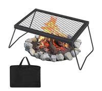 Swivel Campfire Grill, 43x31cm Portable Alloy Steel Fire Pit Grate with Adjustable Height, 360° Rotating BBQ Camping Grill for Cooking, Heavy Duty Outdoor Cookware for Camping Hiking Backyard Picnic