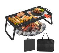Swivel Campfire Grill, 57x28cm Portable Alloy Steel Fire Pit Grate with Adjustable Height, 360° Rotating BBQ Camping Grill for Cooking, Heavy Duty Outdoor Cookware for Camping Hiking Backyard Picnic