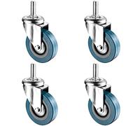 Swivel Caster Wheels 2.5in, 4 Pack, Threaded Stem Casters M10 M12, Silent with Dual Locking Brakes, Shock Absorption for Smooth Furniture Movement