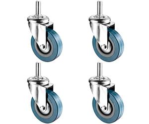 Swivel Caster Wheels 2.5in, 4 Pack, Threaded Stem Casters M10 M12, Silent with Dual Locking Brakes, Shock Absorption for Smooth Furniture Movement