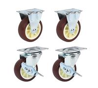 Swivel Caster Wheels, 65mm Swivel and Fixed Furniture Casters Polyurethane with Brake 82mm Height Pack of 4(A(2 Pcs) and C(2 Pcs))