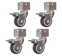 Swivel Caster Wheels for Cribs,with U-TypBracket,1.5in 38mm Rubber Furniture Castor with Brakes,Mute,Ball Bearings,Capacity 75kg,Set of 4,witScrews(4brake,18MMBracket)