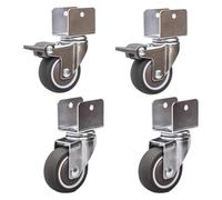 Swivel Caster Wheels for Cribs,with U-TypBracket,1.5in 38mm Rubber Furniture Castor with Brakes,Mute,Ball Bearings,Capacity 75kg,Set of 4,witScrews(2swivel+2brake,25MMBracket)