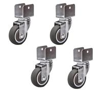 Swivel Caster Wheels for Cribs,with U-TypBracket,1.5in 38mm Rubber Furniture Castor with Brakes,Mute,Ball Bearings,Capacity 75kg,Set of 4,witScrews(4swivel,20MMBracket)