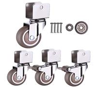 Swivel Caster Wheels for Cribs,with U-Type Bracket,1in 25mm Rubber Furniture Castor with Brakes,Mute,Ball Bearings,Capacity 50kg,Set of 4,with Screws (18MM-U Bracket,2Swivel+2Brake)