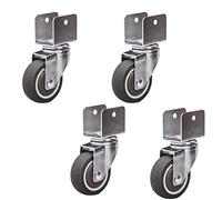 Swivel Caster Wheels for Cribswith UType Bracket1.5in 38mm Rubber Furniture Castor with BrakesMuteBall BearingsCapacity 75kgSet of 4with Screws (20MMU Bracket4S