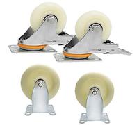 Swivel Caster Wheels for Furniture 4pcs Industrial Nylon Plate Casters with Double Bearings WearResistant Replacement for Trolley & Workbench Fixed + Brake