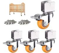 Swivel Caster Wheels Set of 4-360° Rotatable Nylon Wheels with U-Bracket for Smooth li - Ideal for Fur Cribs Baby Beds and More (22mm)