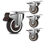 Swivel Caster Wheels with Brake - 1.5/2-Inch Soft TPE Rubber Furniture Casters 4 Pack 220Lbs Total Load Capacity Perfect for Easy Mobility & Stability