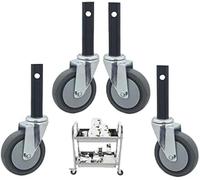 Swivel Caster Wheels with Brake Universal Replacement Wheels for Kitchen Carts Non Slip 4 Pack 108mm Rotating Stem Casters for Service Trolleys