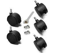 Swivel Caster Wheels with Brakes in Black,Office Chair Caster Wheels,4Pcs Furniture Castor Wheels,M6/M8/M10 Threaded Stem,for Trolley Workbench,M6