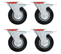Swivel casters 125mm Black rubber zinc plate 100x80mm 8pc 4pcs heavy-duty brakes