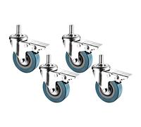 Swivel Casters 2.5" 3" M10/M12x30mm Threaded Stem,Trolley Wheels With Brake | 4 Pcs Small Wheel, Dual Locking Brakes Furniture Swivel Caster,For Baby Bed Cabinet Table Shelf Castor(75mm/m10,Brake)