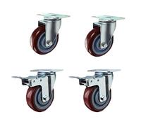 Swivel Casters, 2.5" Furniture Castors, Trolley Wheels for Small Coffee Table, 4 PU Nylon Castors, Purple (with Type B Brake)