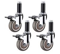 Swivel Casters 4 Pack Industrial Wheels with M12 x 60mm Threaded Stem Rubber Trolley Wheels for Carts 75mm Brake Durable & Silent Mobility