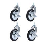 Swivel Casters 4 Pcs 3-inch Lead Screw Chrome Plated Universal/Brake Dining Wheel PP Casters Trolley Silent Wheels Furniture(Brake)