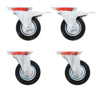 Swivel casters 8pcs 100mm Rubber Zinc-Coated Iron Black 4 Floor-Safe with Brakes