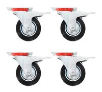 Swivel Casters Black 100mm Rubber Zinc Plate 100x80mm 8pcs 4 Braked Durable Sets