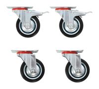 Swivel Casters Black 75mm Rubber Zinc-Coated Iron 8pcs (4 Locking) for Furniture