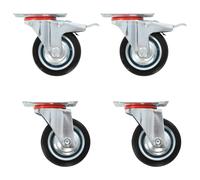 Swivel Casters Black 75mm Rubber Zinc-Coated Iron 8pcs (4 Locking) for Furniture