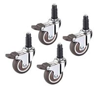 Swivel Casters for Shopping Carts 1.5 Inch Rubber TPE Wheels with M8 x 38mm Thread Set of 4 26.5mm Sleeve Durable and Smooth Rolling Ideal for Easy Maneuverability