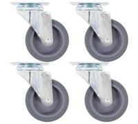 Swivel Casters Grey 75mm TPR Wheels Zinc Plate 65x65mm 8pcs 45kg Quiet FloorSave