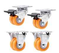 Swivel Casters Set of 4 1.5 inch TPE Silent Wheels for Metal Furniture 360° Top Plate Installation Durable Wear Resistant with Brake and Fixed Options.