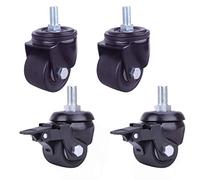 Swivel Casters Wheel,Trolley Wheels,4pcs Heavy Duty Caster Wheel,Industrial Furniture Castors in Nylon,Black,with Threaded Stem M12x25mm,Double Bearing,Wear-Resistant,Capacity Max