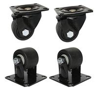 Swivel Casters Wheel,Trolley Wheels,4pcs Industrial Caster Wheel,Furniture Castors in Nylon,Black,Heavy Duty,360° Top Plates,Low Center of Gravity,Wear-Resistant,Load Max 1200kg (3