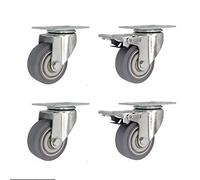 Swivel Casters with Brake 1.5" to 5" Rubber Wheels 400kg Capacity Quiet Universal Plate Castors for Industrial Carts Hospital Equipment 4Pack