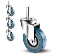 Swivel Casters with Thread PVC Furniture Wheels Smooth &Rolling Brake Included No Marks Left Behind Industrial Wheelfor Hardwood Floors & Carpets