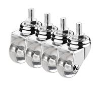 Swivel Castor Wheels 1.5" S With Brake Lock, M8 X 15Cm/M10 X 15Cm Bolts, Heavy Duty Clear Rubber, 4 Pack Silent Casters, 50Lbs Load Capacity Per Caster