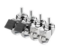 Swivel Castor Wheels 1.5" S With Brake Lock, M8 X 15Cm/M10 X 15Cm Bolts, Heavy Duty Clear Rubber, 4 Pack Silent Casters, 50Lbs Load Capacity Per Caster