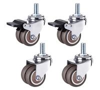 Swivel Castor Wheels 2" Stem Caster Wheels, Double Wheel Design, Furniture Castors with Threaded Stem, Screwed Bolt M12x25cm, Replacements Castersfor Trolley, Workbench,